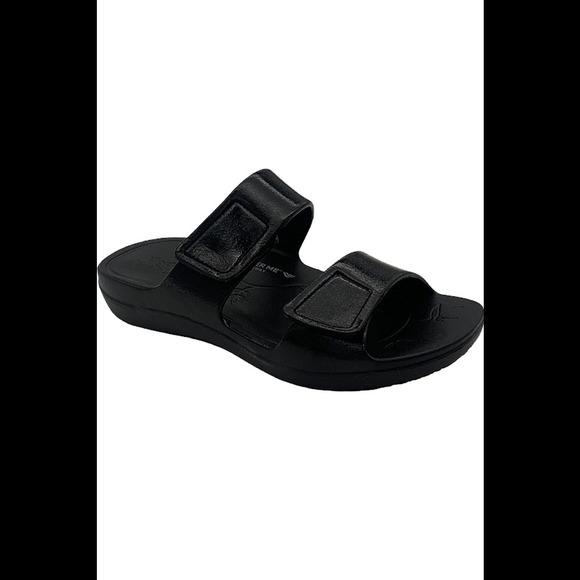 Alegria Printed Slide Sandals Orbyt Black Gloss - Medium - Picture 1 of 3
